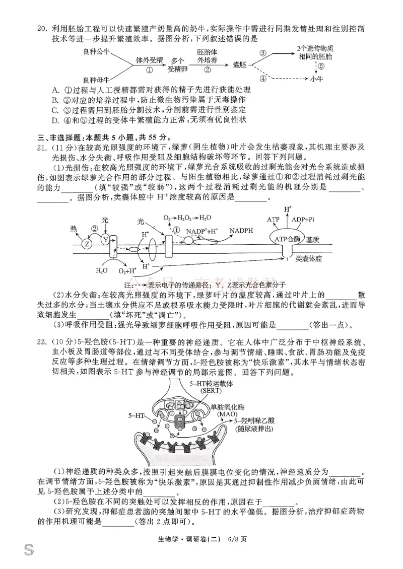 衡水金卷2026年普通高等学校招生全国统一考试模拟调研卷（二）生物_2026届衡水金卷高三模拟调研卷（二）_05生物_衡水金卷高三模拟调研卷（二）