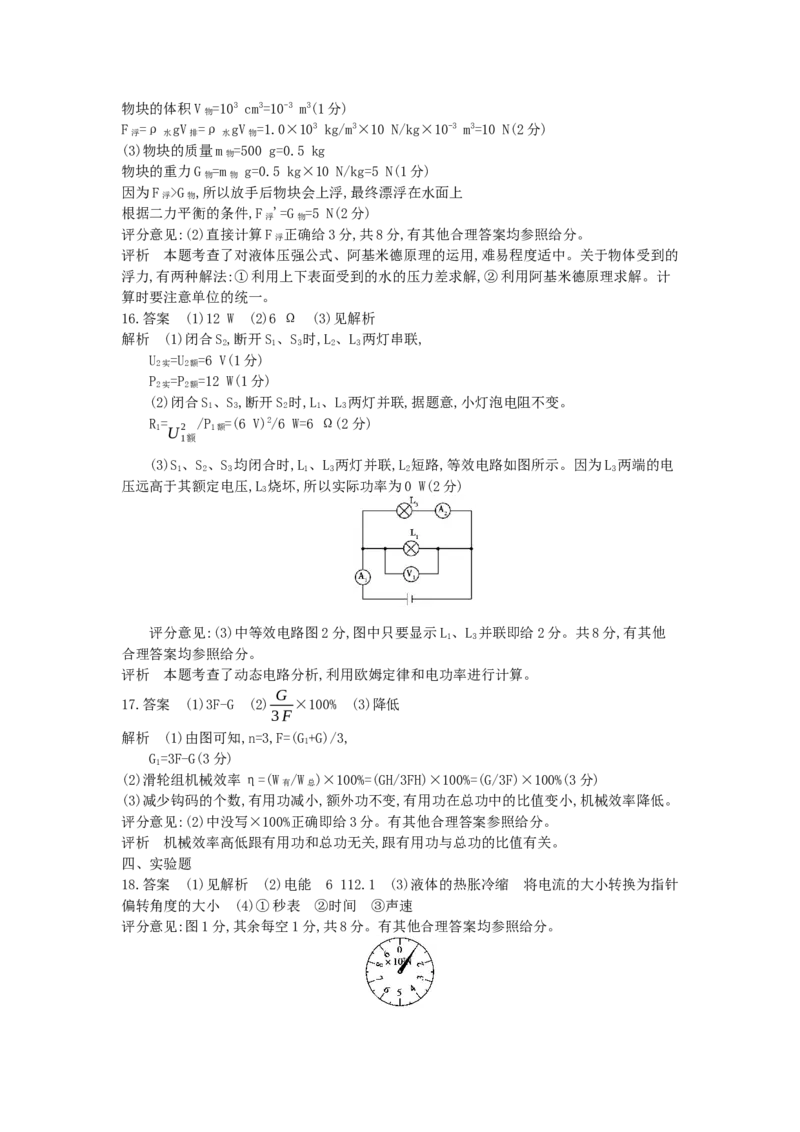 2013江西物理试卷+答案+解析(word整理版)_12.2026年4月全国各地高考模拟卷_2026版初中金考卷&bull;45套中考试卷汇编系列合集_全国版中考真题(1)_各省市《历年中考真题》2013-2024(10)_11江西卷
