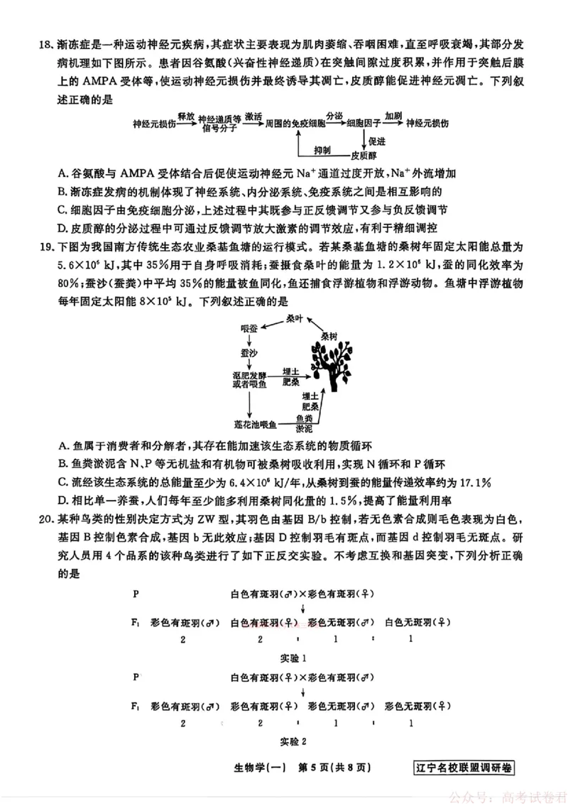 生物试卷及答案_2026年辽宁省名校联盟高考模拟调研卷试题