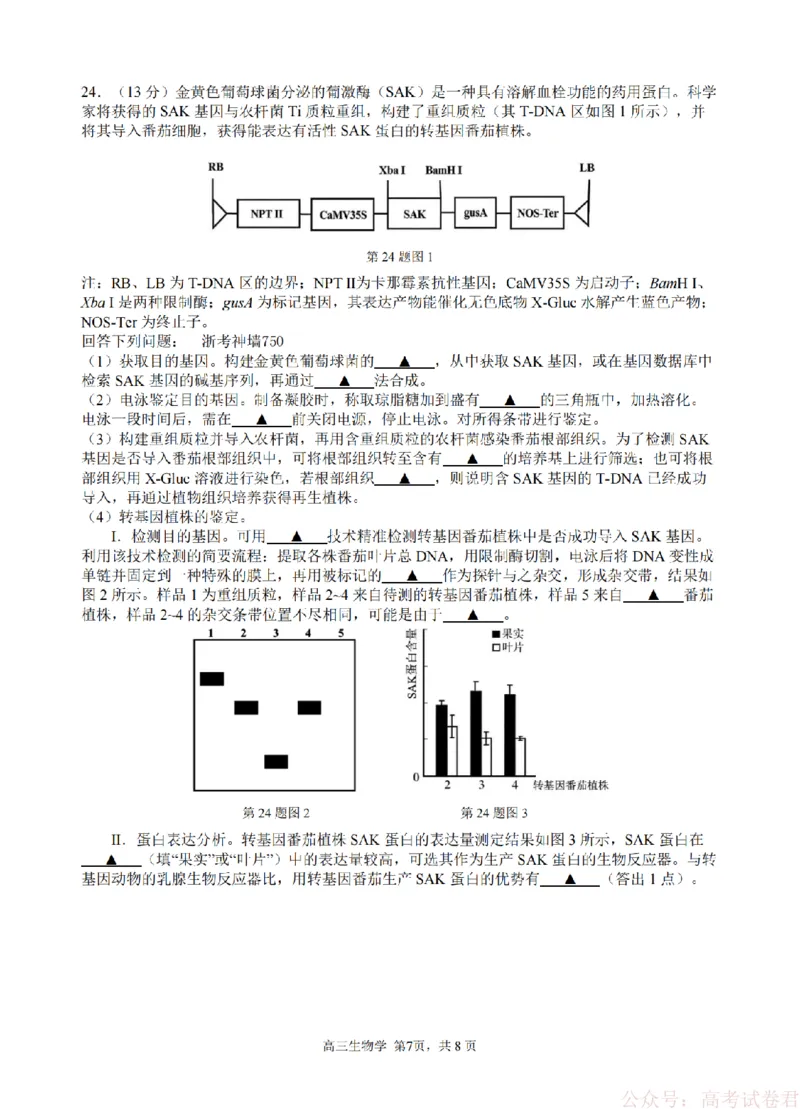 生物卷-2603高三名校协作体_2026届浙江名校协作体G12联盟高三下学期二模_2026届浙江省名校协作体G12联盟高三下学期二模生物试题（含答案）