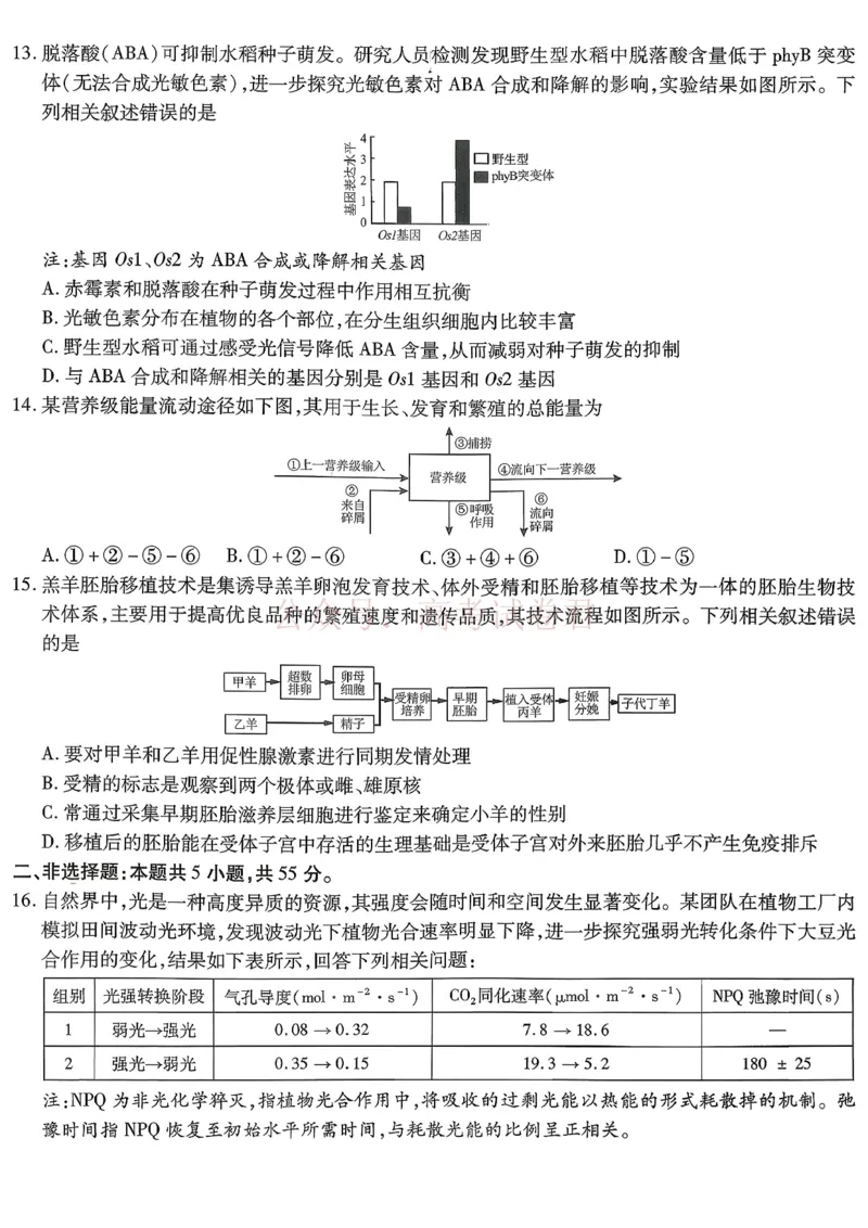 重庆市南开中学高2026届高三第七次质量检测生物_副本_2026届重庆南开中学高三下学期第七次质量检测全科_06生物_重庆南开中学高三下学期第七次质量检测
