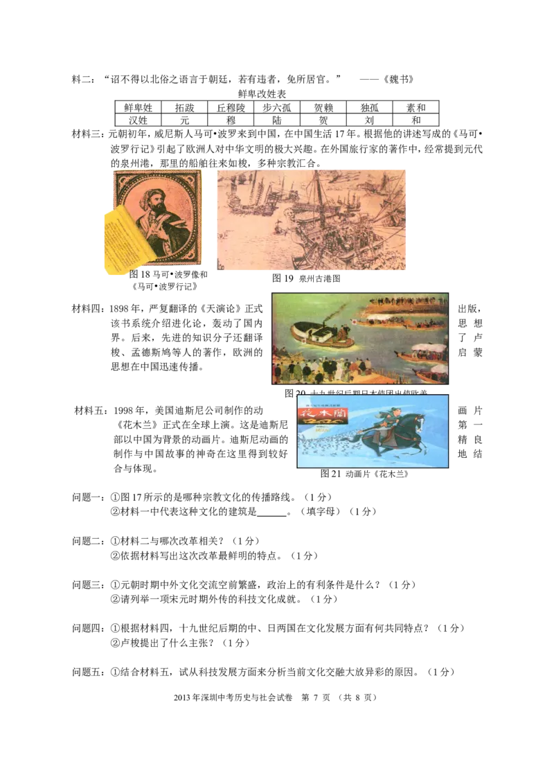 2013深圳历史试卷(word整理版)_12.2026年4月全国各地高考模拟卷_2026版初中金考卷&bull;45套中考试卷汇编系列合集_全国版中考真题(1)_广东中考真题_广东2013-2024_初中历史历年真题（2013-2024）