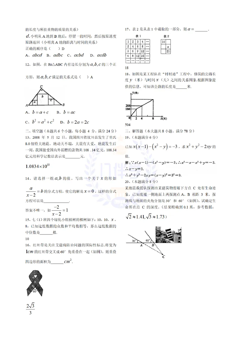 2008年山东省烟台市中考数学试题及答案_12.2026年4月全国各地高考模拟卷_2026版初中金考卷&bull;45套中考试卷汇编系列合集_全国版中考真题(1)_各省市《历年中考真题》2013-2024(10)_山东