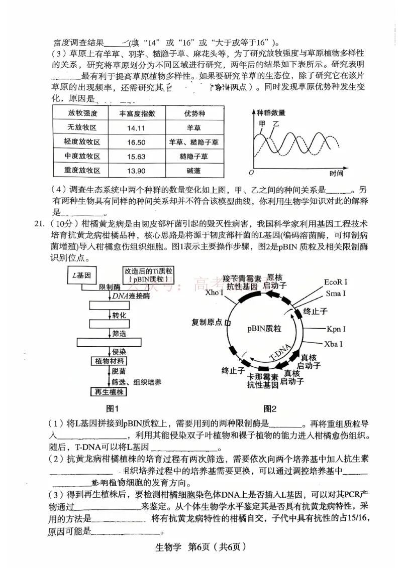 生物_2026宝鸡高考模拟检测试题(二)(1)_2026届陕西省宝鸡市高三下学期高考模拟检测试题（二）_02生物_陕西省宝鸡市高三下学期高考模拟检测试题（二）