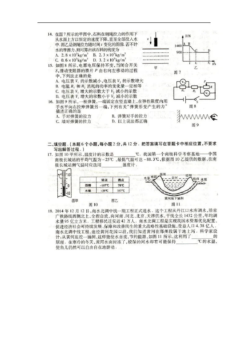 2015湖南衡阳物理试卷+答案(图片word版)_2026版初中金考卷&bull;45套中考试卷汇编系列合集_全国版中考真题(1)_各省市《历年中考真题》2013-2024(10)_历年中考真题（版本一，按科目划分）