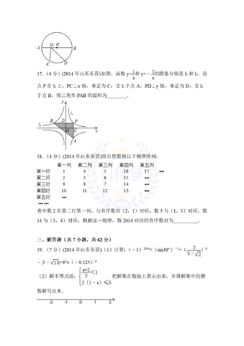 2014年山东省东营市中考数学试卷及答案解析_12.2026年4月全国各地高考模拟卷_2026版初中金考卷&bull;45套中考试卷汇编系列合集_全国版中考真题(1)_各省市《历年中考真题》2013-2024(10)_山东