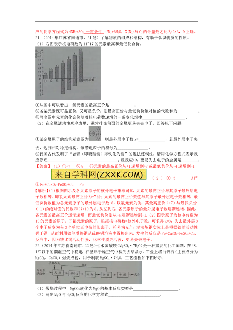2014年江苏南通化学试卷+答案+解析(word整理版)_12.2026年4月全国各地高考模拟卷_2026版初中金考卷&bull;45套中考试卷汇编系列合集_全国版中考真题(1)_各省市《历年中考真题》2013-2024(10)