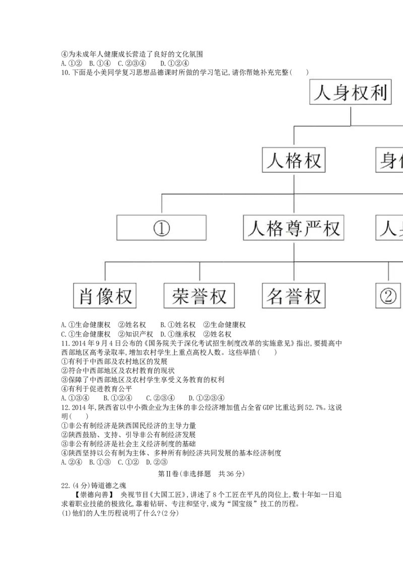 2015陕西道法试卷+答案+解析(word整理版)_2026版初中金考卷&bull;45套中考试卷汇编系列合集_全国版中考真题_各省市《历年中考真题》2013-2024(10)_历年中考真题（版本一，按科目划分）