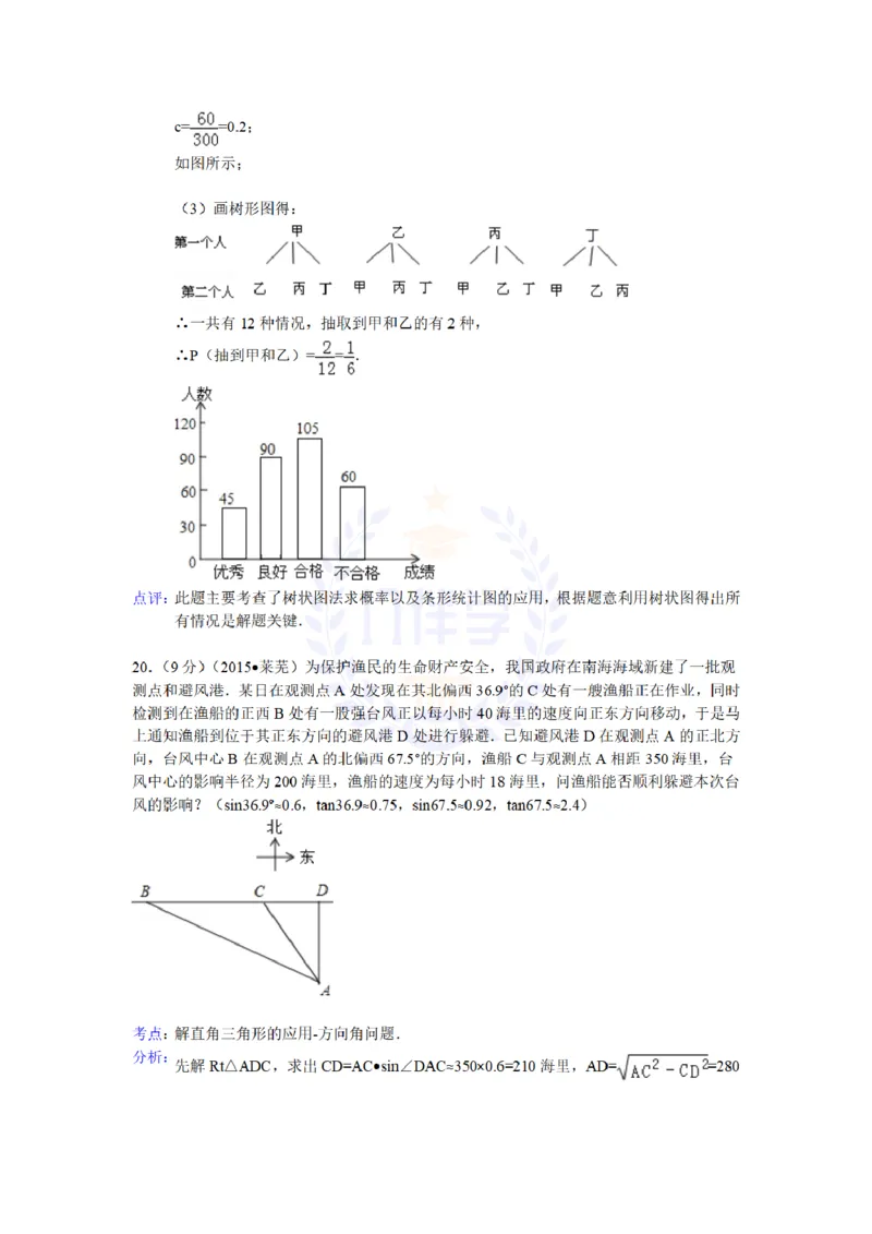 2015年山东省莱芜市中考数学试题及答案解析_2026版初中金考卷&bull;45套中考试卷汇编系列合集_全国版中考真题(1)_各省市《历年中考真题》2013-2024(10)_历年中考真题（版本二，按省份划分）