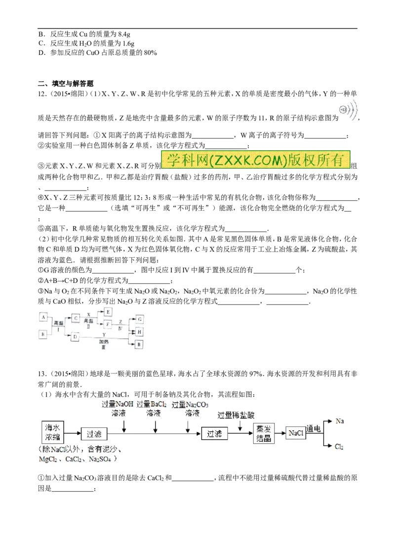 2015四川绵阳化学试卷+答案(word整理版)_2026版初中金考卷&bull;45套中考试卷汇编系列合集_全国版中考真题(1)_各省市《历年中考真题》2013-2024(10)_历年中考真题（版本一，按科目划分）