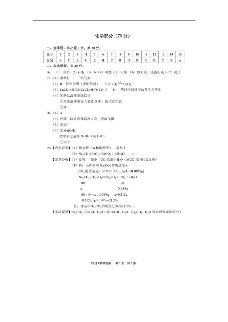 2015年江苏盐城化学试卷+答案(图片+word整理版)_2026版初中金考卷&bull;45套中考试卷汇编系列合集_全国版中考真题(1)_各省市《历年中考真题》2013-2024(10)_江苏_初中化学历年真题（2013-2024）