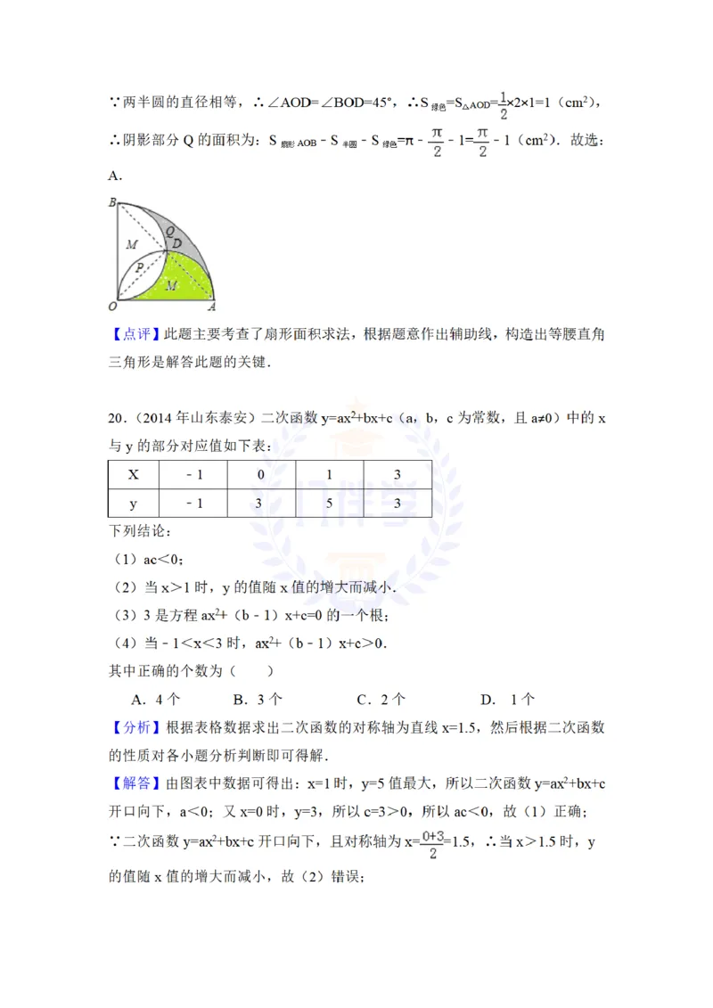 2014年山东省泰安市中考数学试卷及答案解析_12.2026年4月全国各地高考模拟卷_2026版初中金考卷&bull;45套中考试卷汇编系列合集_全国版中考真题(1)_各省市《历年中考真题》2013-2024(10)_山东