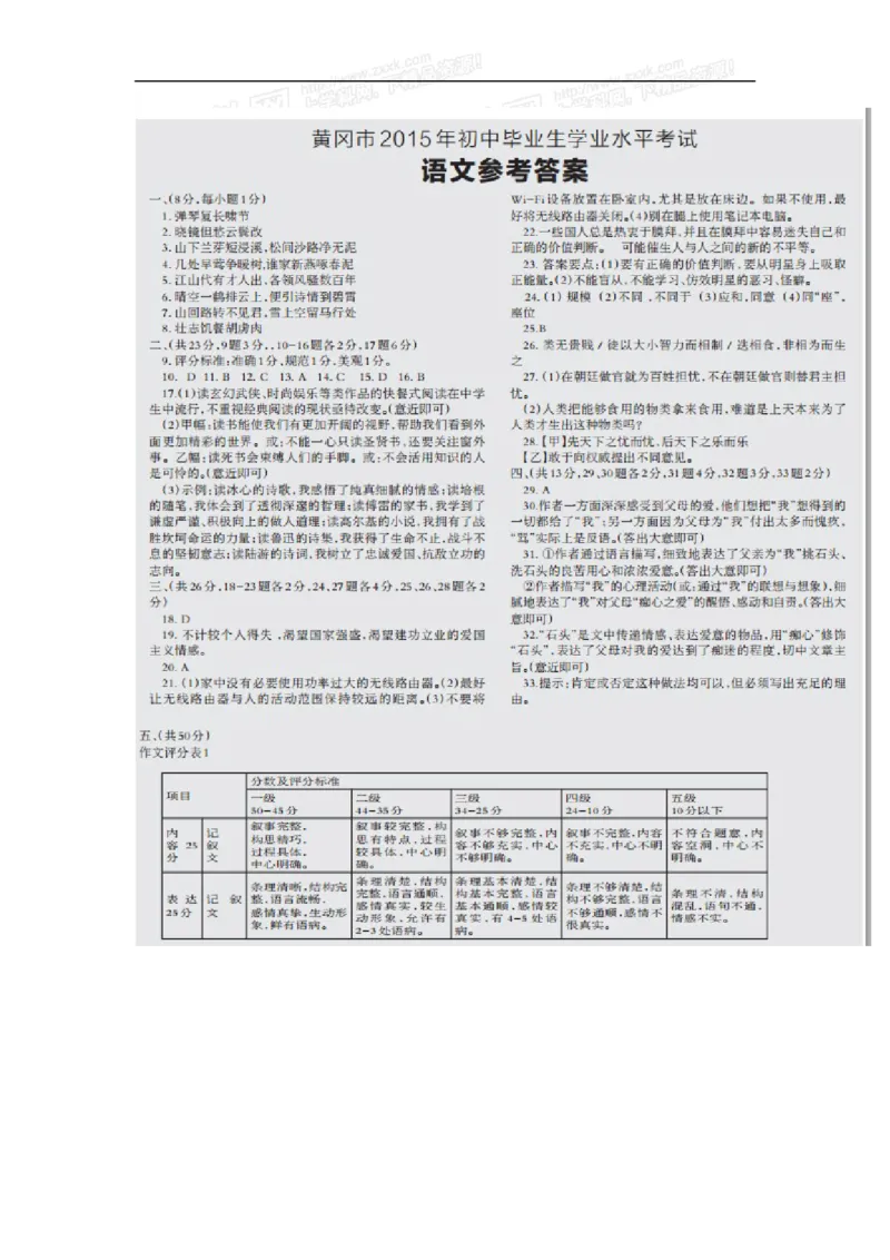 2015湖北黄冈语文试卷+答案(图片word版)_2026版初中金考卷&bull;45套中考试卷汇编系列合集_全国版中考真题(1)_各省市《历年中考真题》2013-2024(10)_历年中考真题（版本一，按科目划分）