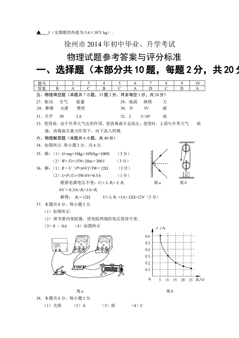 2014年江苏徐州物理试卷+答案(word整理版)_12.2026年4月全国各地高考模拟卷_2026版初中金考卷&bull;45套中考试卷汇编系列合集_全国版中考真题(1)_各省市《历年中考真题》2013-2024(10)