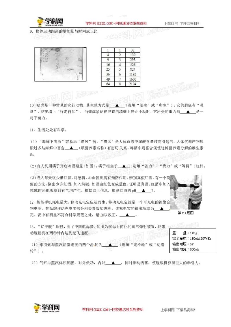 2014年浙江台州物理试卷+答案(word整理版)_2026版初中金考卷&bull;45套中考试卷汇编系列合集_全国版中考真题(1)_各省市《历年中考真题》2013-2024(10)_历年中考真题（版本二，按省份划分）