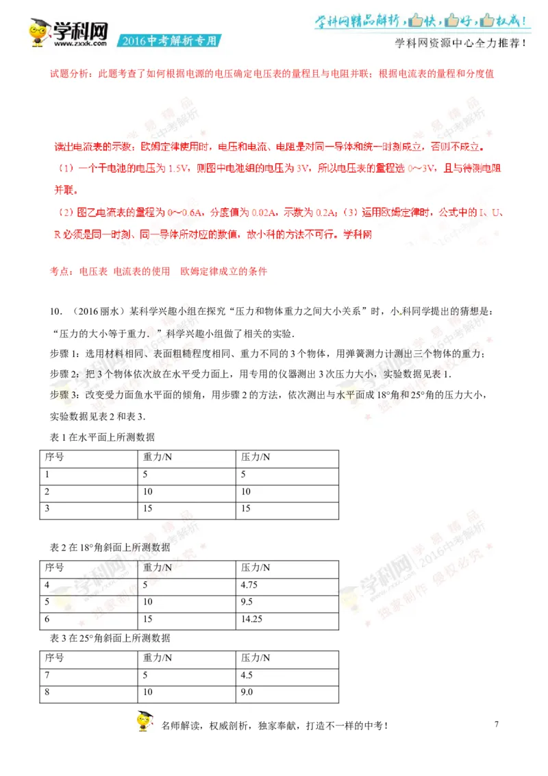 2016年浙江丽水物理试卷+答案+解析(word整理版)_2026版初中金考卷&bull;45套中考试卷汇编系列合集_全国版中考真题(1)_各省市《历年中考真题》2013-2024(10)_浙江_初中物理历年真题（2013-2024）