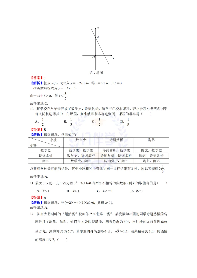 2016年山东省济南市中考数学试题（解析版）_2026版初中金考卷&bull;45套中考试卷汇编系列合集_全国版中考真题(1)_各省市《历年中考真题》2013-2024(10)_历年中考真题（版本二，按省份划分）