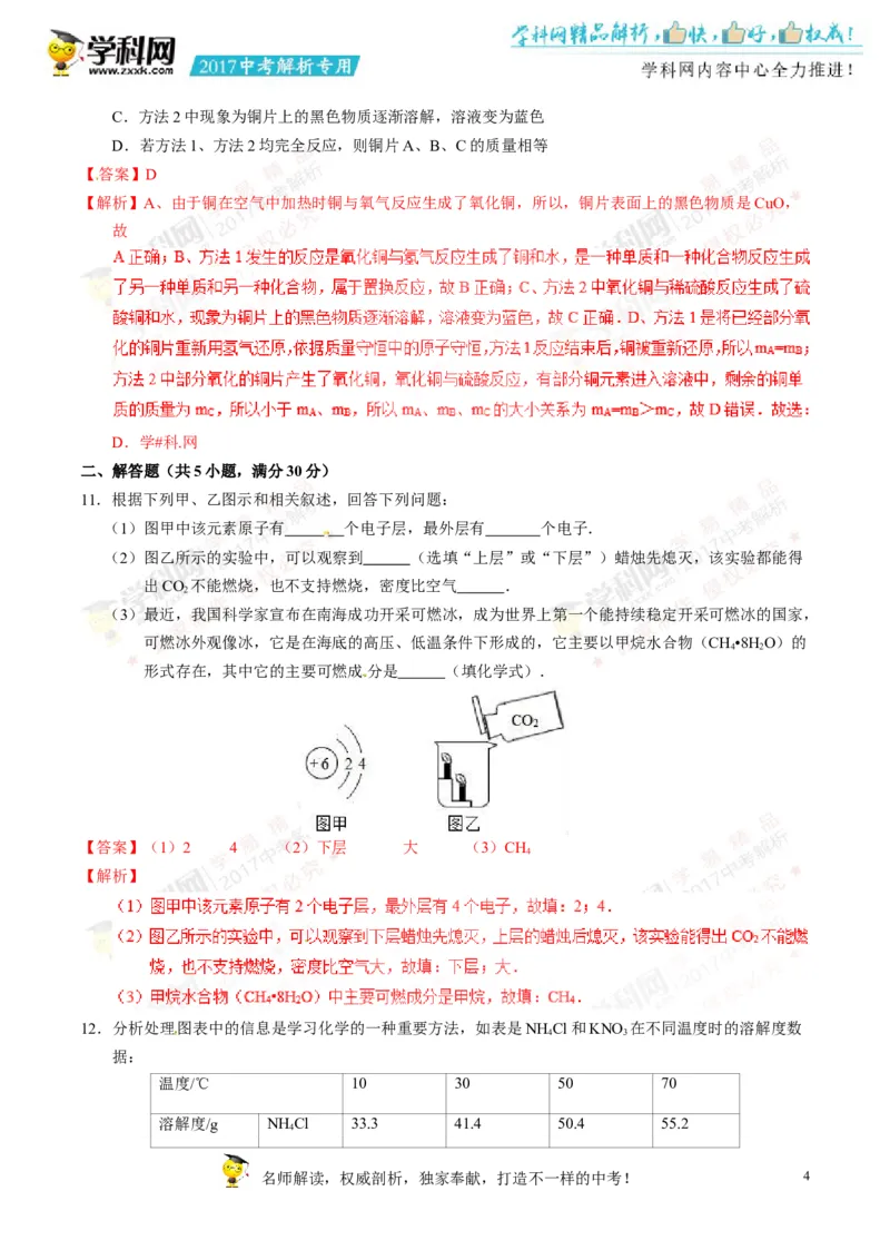 2017湖南永州化学试卷+答案+解析(word整理版)_2026版初中金考卷&bull;45套中考试卷汇编系列合集_全国版中考真题(1)_各省市《历年中考真题》2013-2024(10)_历年中考真题（版本一，按科目划分）