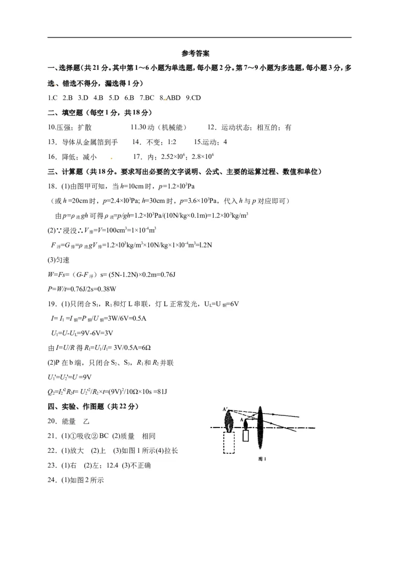 2017沈阳物理试卷+答案+解析(word整理版)_2026版初中金考卷&bull;45套中考试卷汇编系列合集_全国版中考真题(1)_各省市《历年中考真题》2013-2024(10)_历年中考真题（版本一，按科目划分）