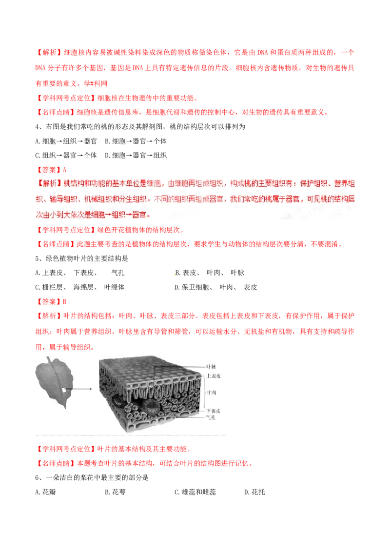 2017年辽宁省鞍山市中考生物试题（解析）_2026版初中金考卷&bull;45套中考试卷汇编系列合集_全国版中考真题_辽宁各地中考_辽宁生物（24）_鞍山生物2017-22