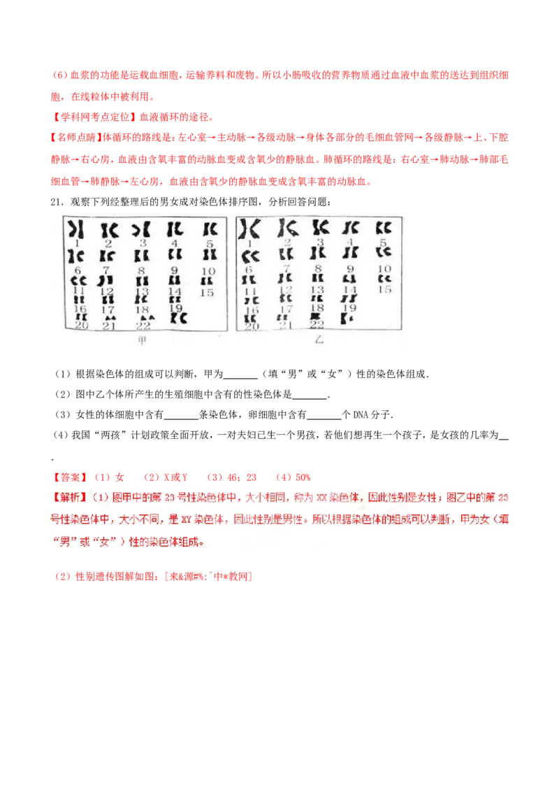 2017年辽宁省营口市中考生物试题（解析）_2026版初中金考卷&bull;45套中考试卷汇编系列合集_全国版中考真题(1)_辽宁各地中考_辽宁生物（24）_营口生物15-22