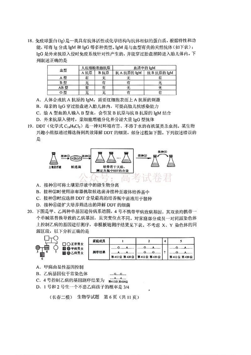 《吉林省长春市2026届高三质量监测（二）生物_2026届吉林省长春市高三质量监测（二）全科_06生物_吉林省长春市高三质量监测（二）》第6页预览