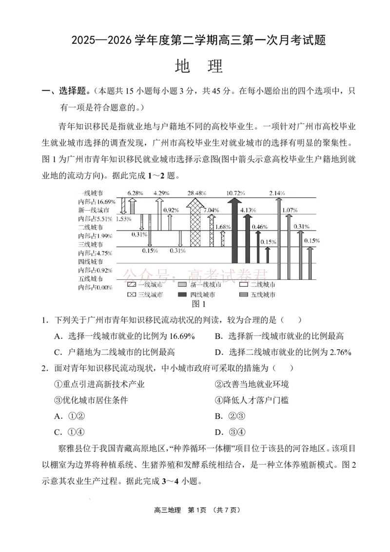 《文昌中学2025一2026学年度第二学期高三第一次月考试题地理_2026届海南省文昌中学高三下学期第一次月考_09地理2026届海南省文昌中学高三下学期第一次月考》第1页预览