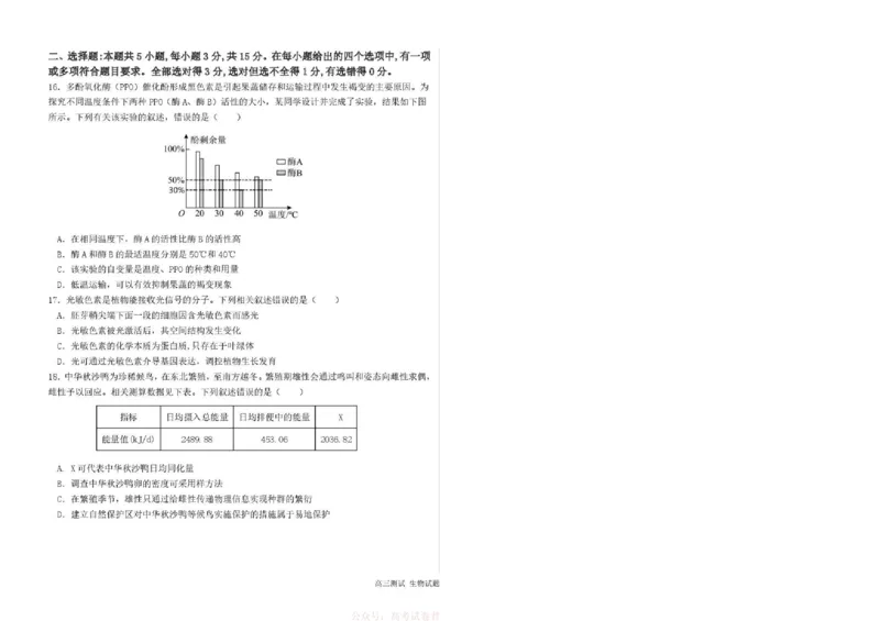 《哈尔滨市第一中学、第六中学2026年2月高三零模模拟考试生物_2026届黑龙江省哈尔滨一中六中高三2月零模考试》第5页预览