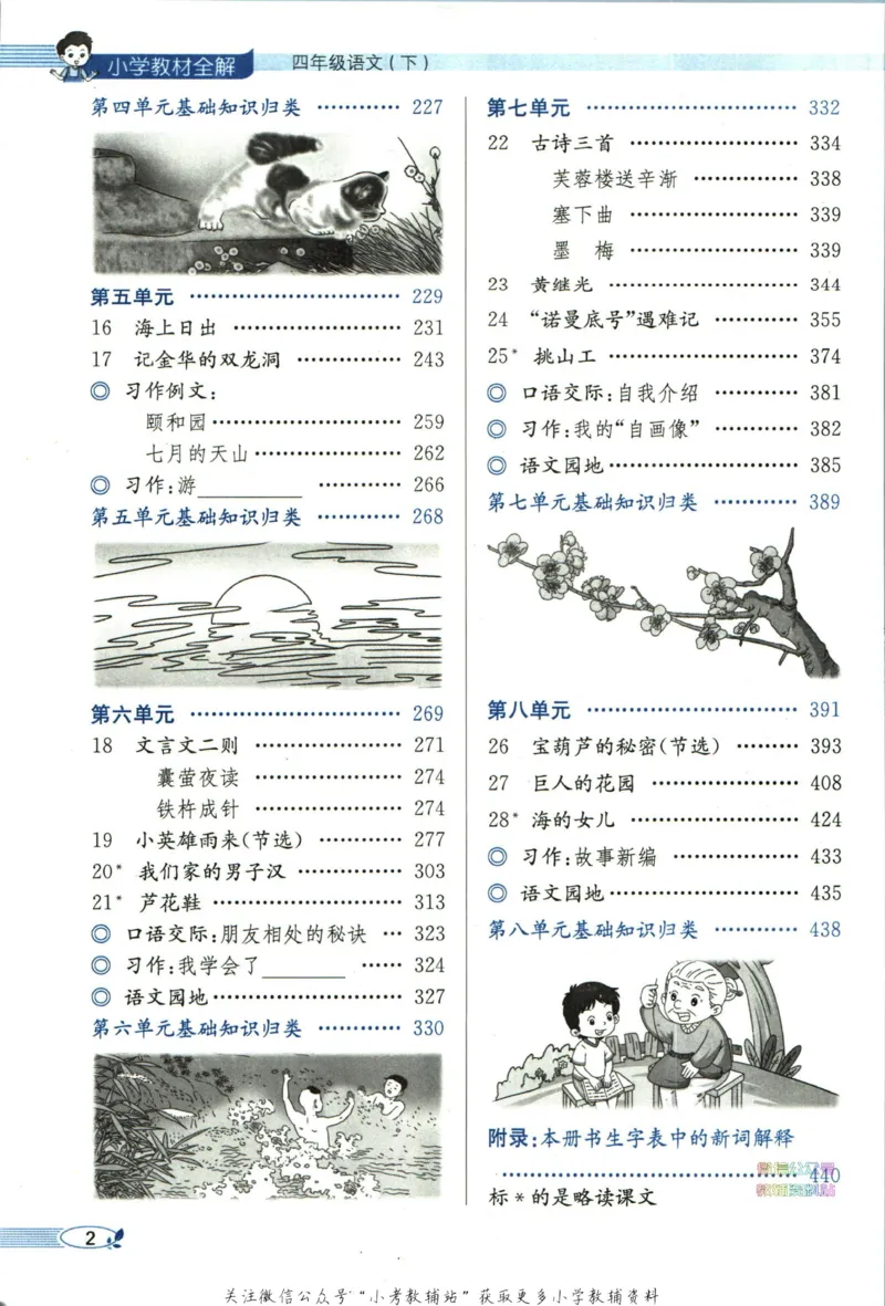 《小学教材全解四年级下册语文人教版_薛金星小学教材全解(1)_4.四年级》第8页预览