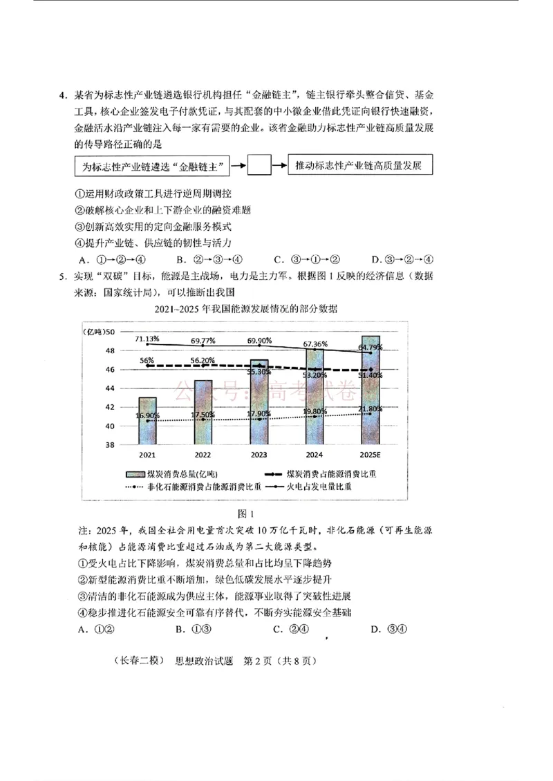 《吉林省长春市2026届高三质量监测（二）政治_2026届吉林省长春市高三质量监测（二）全科_07政治_吉林省长春市高三质量监测（二）》第2页预览