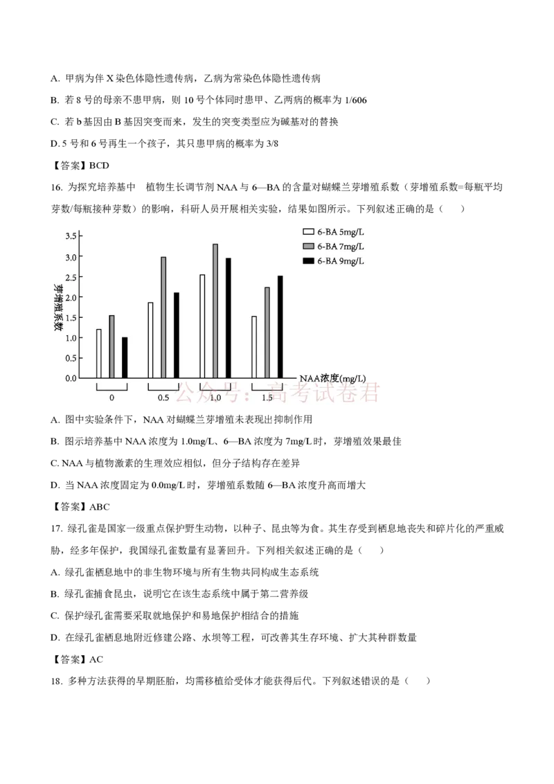 《生物-河北省百师联盟2026届高三下学期3月第一次质量检测_副本_2026届河北省百师联盟高三下学期3月第一次质量检测全科_06生物_河北省百师联盟高三下学期3月第一次质量检测》第6页预览