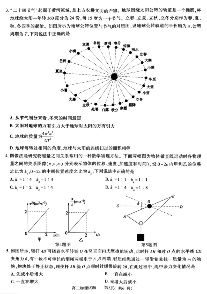 《物理试卷-2026年河南部分高三第一次质量检测_副本_2026届河南省五市高中毕业年级第一次质量检测全科_04物理_河南省五市高中毕业年级第一次质量检测》第2页预览