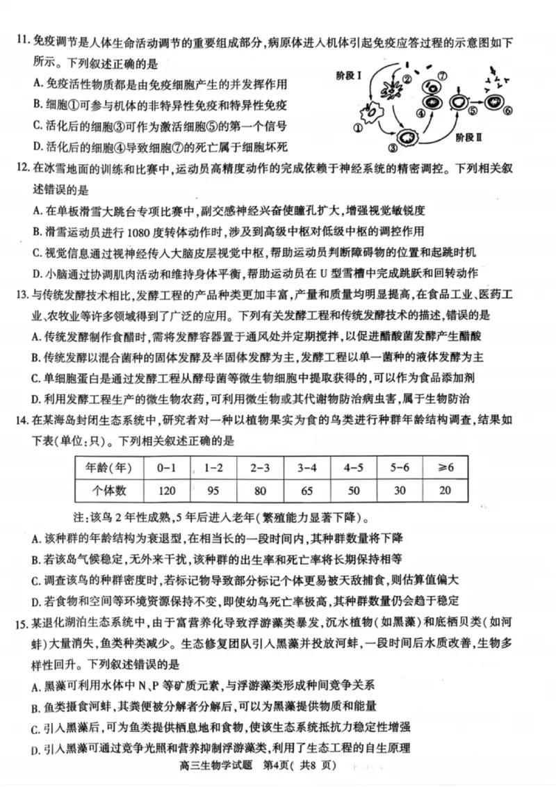 《生物试卷-2026年河南部分高三第一次质量检测_副本_2026届河南省五市高中毕业年级第一次质量检测全科_06生物_河南省五市高中毕业年级第一次质量检测》第4页预览