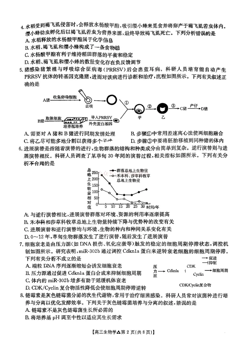 《金太阳2026届高三联考313C生物试题_2026届河北省金太阳313C高三3月联考_06生物2026届河北省金太阳313C高三3月联考》第2页预览