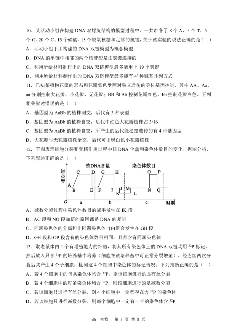 《2025-2026学年度下学期高一学年期中考试生物_2024-2027高一（7-7月题库）(1)_2026年05月高一试卷_260511黑龙江省哈尔滨市第三中学2025-2026学年度下学期高一学年期中考试（全科）》第3页预览