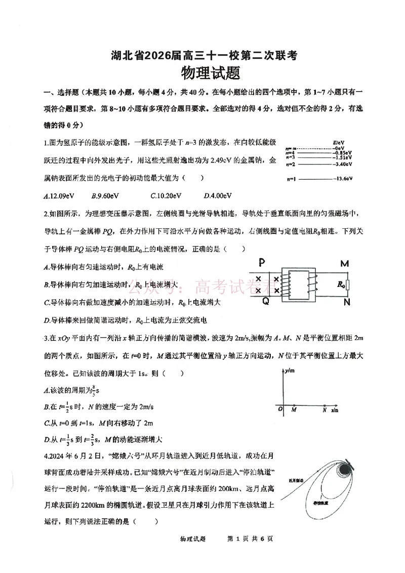 《湖北省2026届高三十一校第二次联考物理_副本_2026届湖北省十一校高三第二次联考全科_04物理_湖北省十一校高三第二次联考》第1页预览