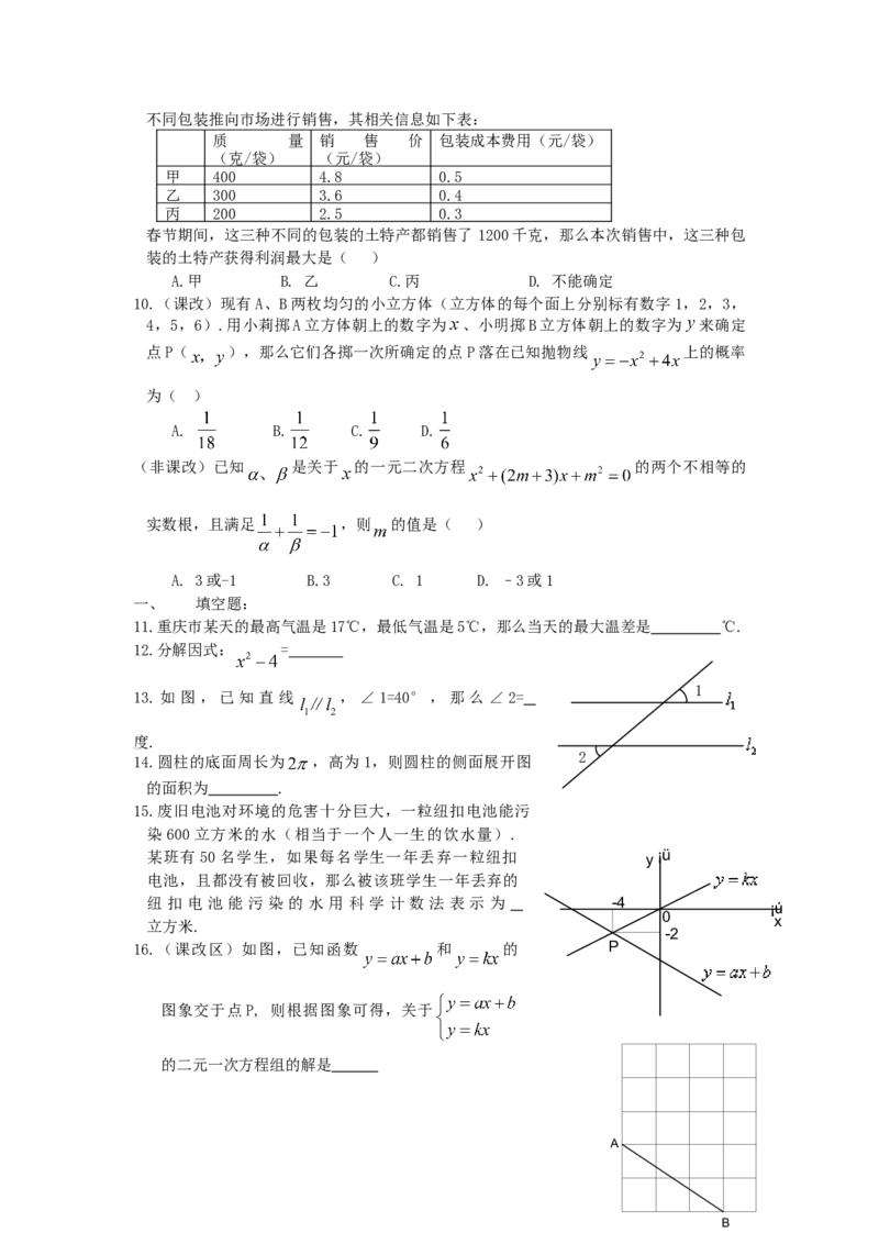 《2006年重庆市中考数学真题及答案_重庆历年中考真题2008-2026_2.重庆中考数学2008-2026》第2页预览