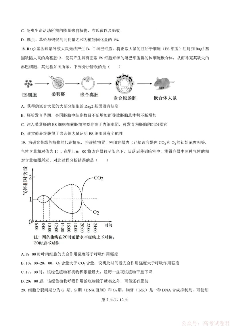 《精品解析：黑龙江省实验中学2026届下学期高三联合模拟考试生物试题（原卷版）_2026届黑龙江省实验中学高三3月联合模拟考试_黑龙江省实验中学2026届高三学年3月联合模拟考试生物》第7页预览