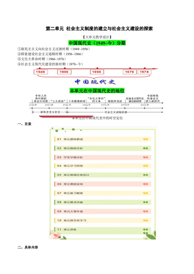 《第二单元社会主义制度的建立与社会主义建设的探索（大单元教学设计）-（统编版）_新八下历史_19、赠送其它资料_旧版(1)_大单元教学课件+教学设计-U40》第1页预览