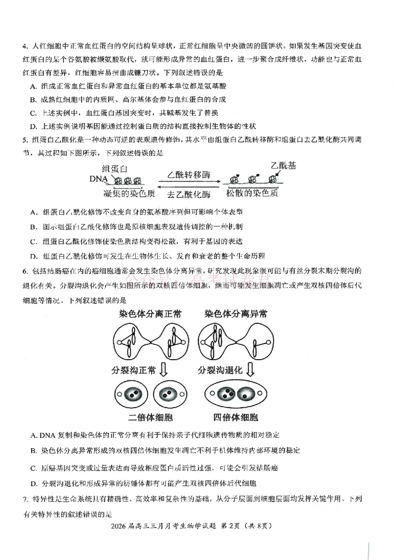 《湖北省2026届高三十一校第二次联考生物_副本_2026届湖北省十一校高三第二次联考全科_06生物_湖北省十一校高三第二次联考》第2页预览