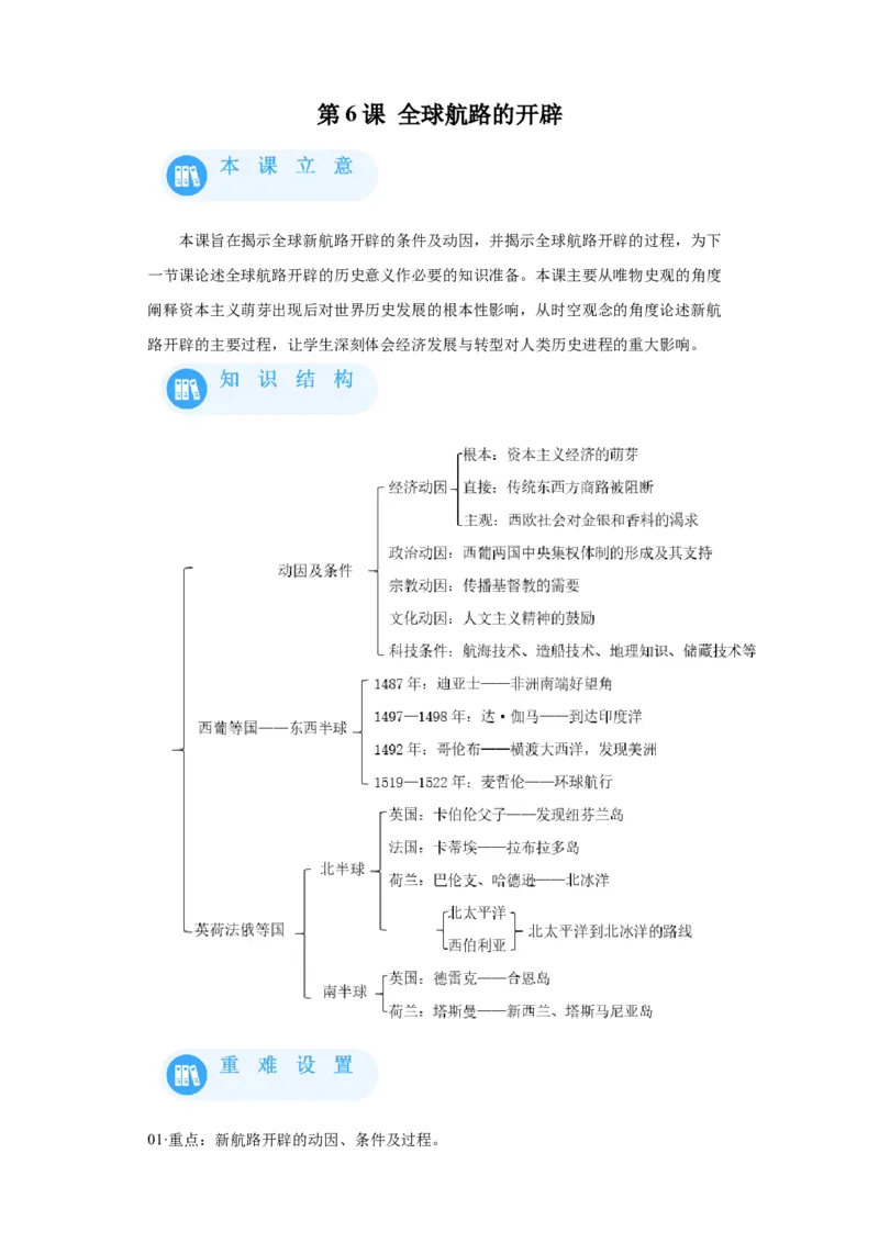 《06纲要下册第6课全球航路的开辟_新版高中_高中历史新版_高中历史纲要下（统编版）_学案专项-P118》第1页预览