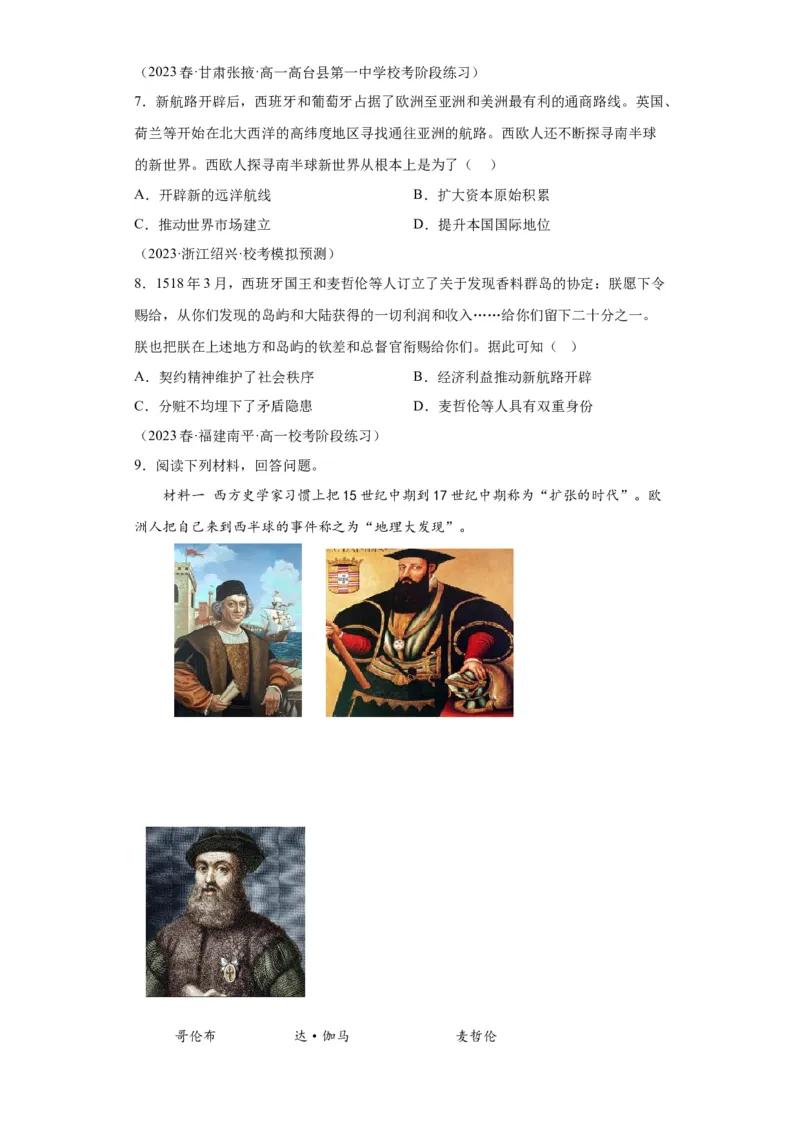 《06纲要下册第6课全球航路的开辟_新版高中_高中历史新版_高中历史纲要下（统编版）_学案专项-P118》第6页预览