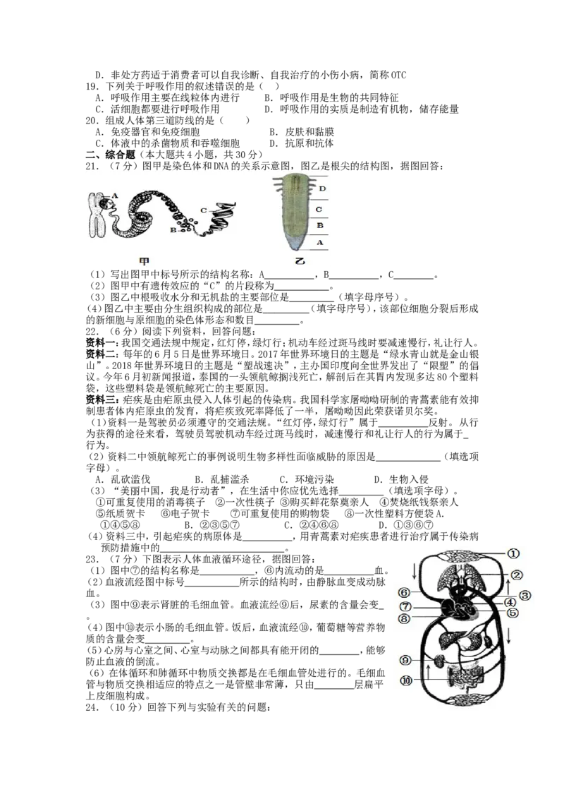 《2018年辽宁省阜新市中考生物真题及答案_12.2026年4月全国各地高考模拟卷_2026版初中金考卷•45套中考试卷汇编系列合集_全国版中考真题(1)_辽宁各地中考_辽宁生物（24）_阜新生物15-22》第2页预览