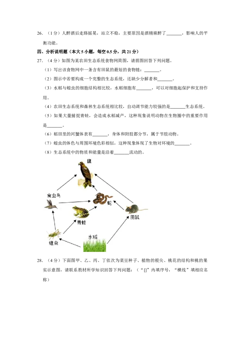 《2018年辽宁省盘锦市中考生物试卷（空白卷）_12.2026年4月全国各地高考模拟卷_2026版初中金考卷•45套中考试卷汇编系列合集_全国版中考真题(1)_辽宁各地中考_辽宁生物（24）》第4页预览