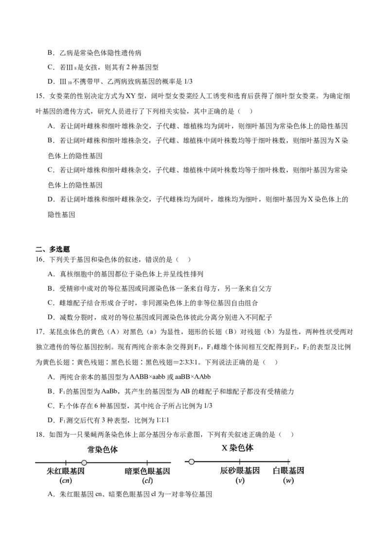 《山东省实验中学2025-2026学年高一下学期第一次阶段性学情检测试题生物Word版含答案_2024-2027高一（7-7月题库）(1)_2026年06月高一试卷》第5页预览