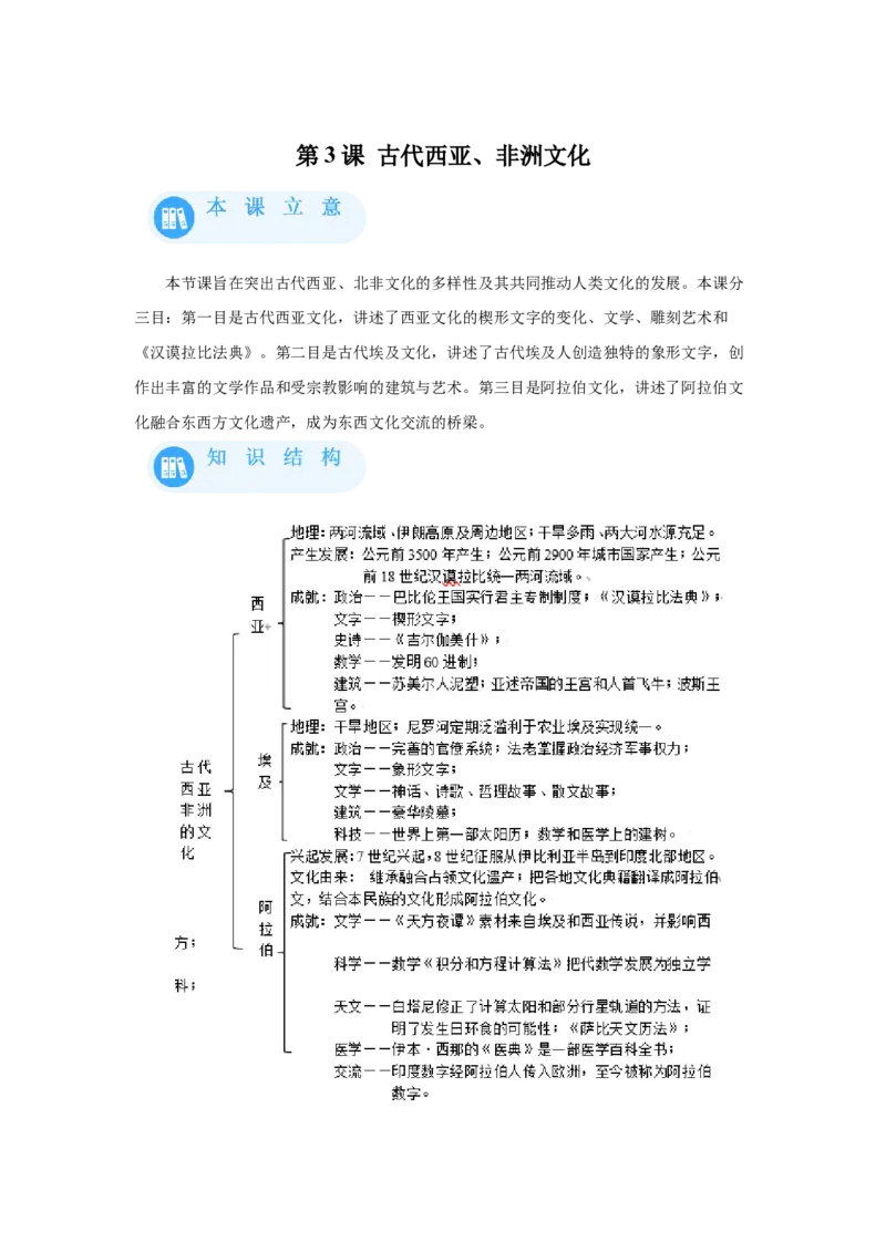 《03选必三第3课古代西亚、非洲文化_新版高中_高中历史新版_高中历史选择性必修3（统编版）_学案专项-P118》第1页预览
