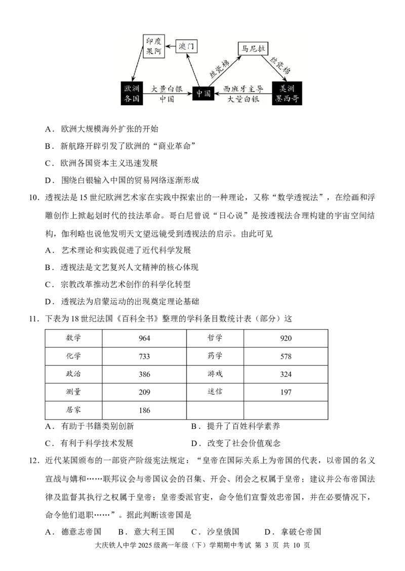 《历史试题终稿_2024-2027高一（7-7月题库）(1)_2026年06月高一试卷_260603黑龙江省大庆铁人中学2025-2026学年高一下学期6月期中考试（全）》第3页预览