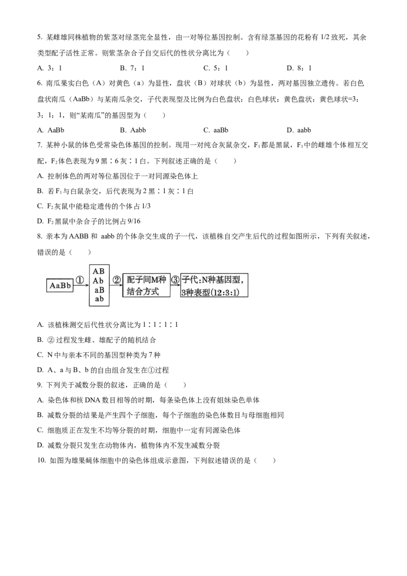 《安徽合肥市蜀山区合肥百花中学等四校2025~2026学年第二学期高一年级期中考试生物Word版无答案_2024-2027高一（7-7月题库）(1)_2026年05月高一试卷》第2页预览