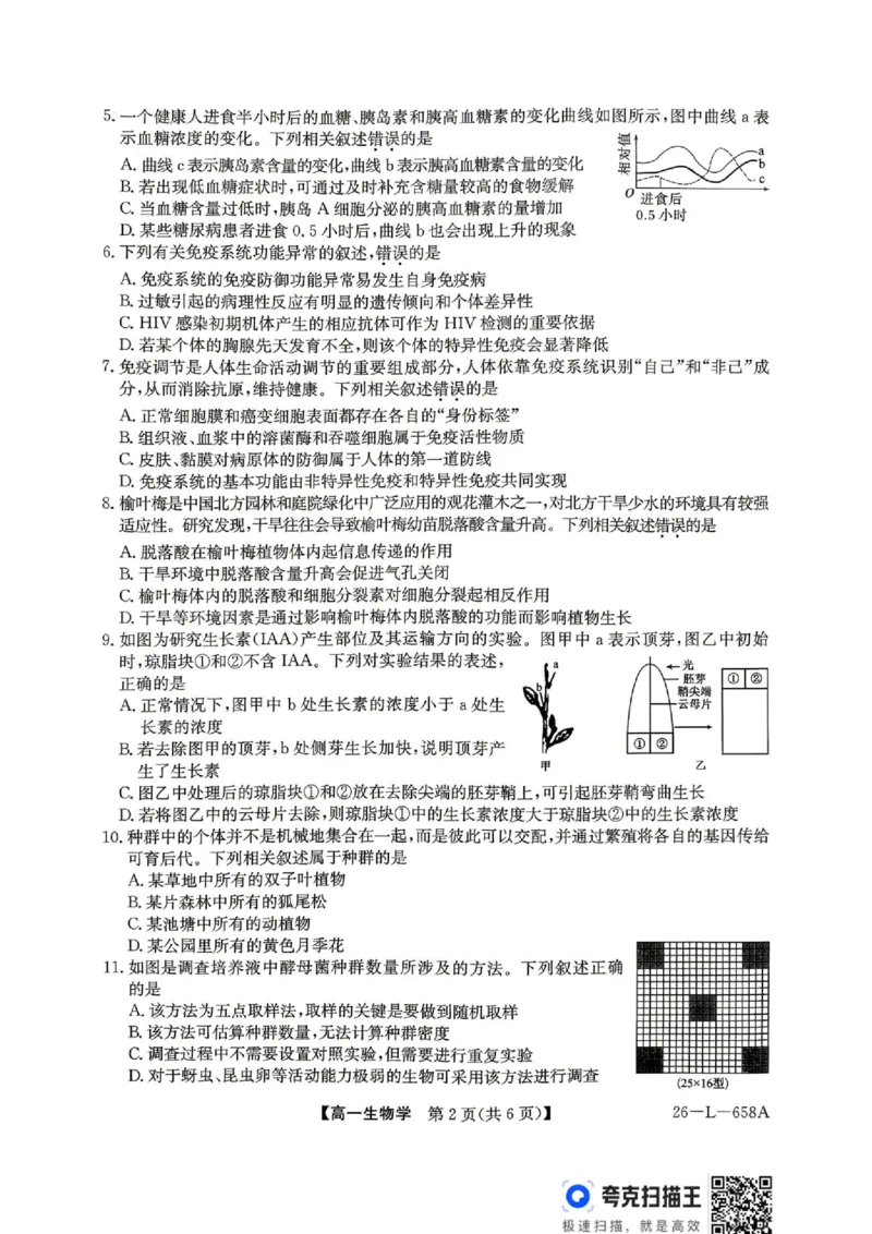 《2025级创新班5月质量检测生物试题_2024-2027高一（7-7月题库）(1)_2026年06月高一试卷_260605河北省保定市博野中学等校2025-2026学年高一下学期5月期中》第2页预览