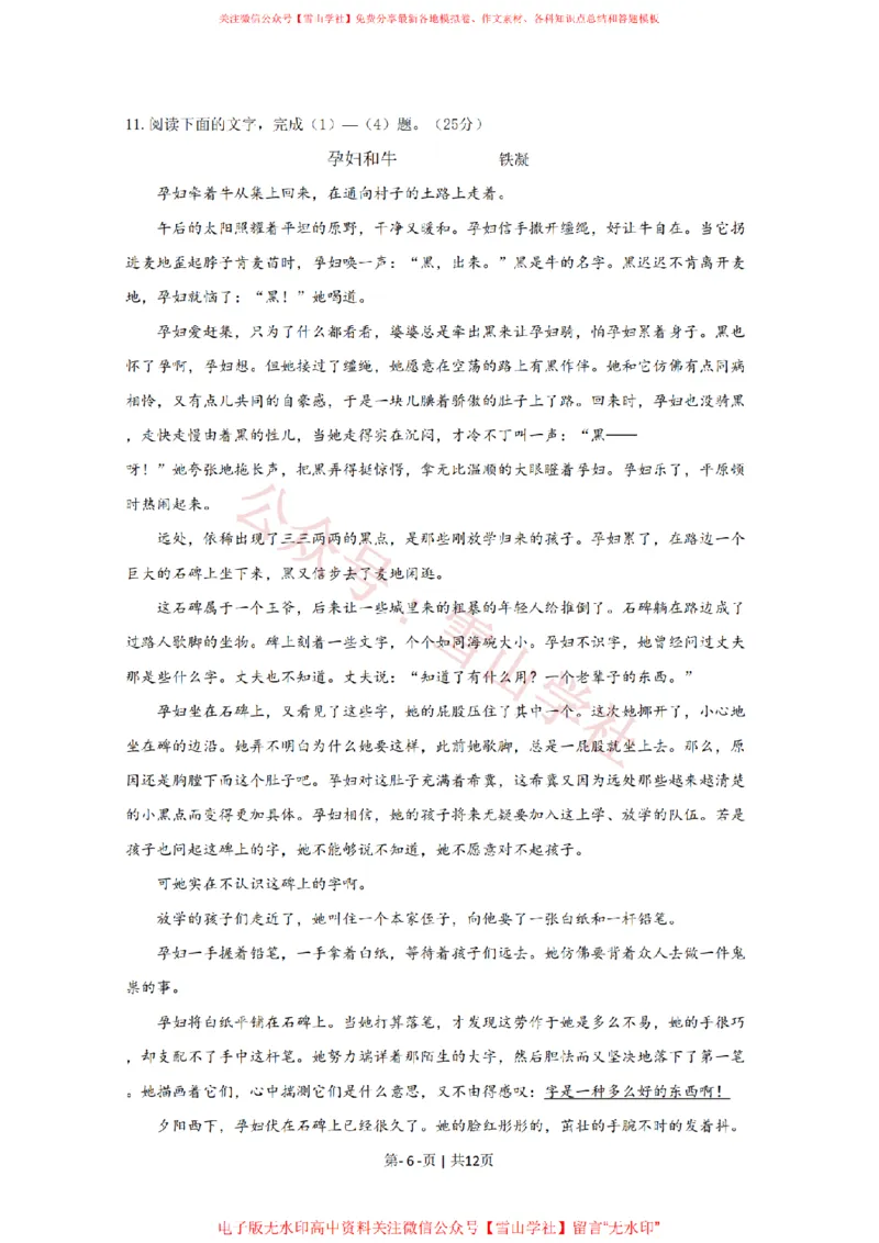 《2009年高考语文试卷(新课标)(海南宁夏)(空白卷)_高考历年真题_08-24全国高考真题(无水印)_新·PDF版2008-2024·高考语文真题_版本3:语文(按年份分类)2008-2024_2009·语文高考真题》第6页预览